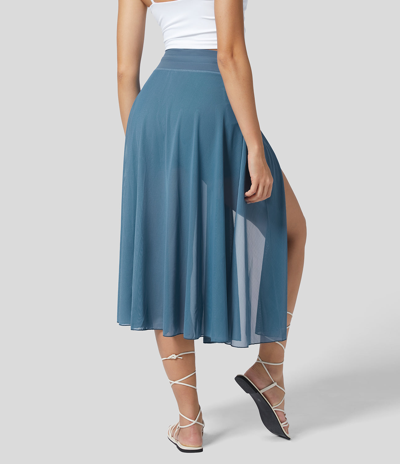 Liora™ | Dames Overslagrok met Binnenbroek & Verborgen Zak | Luchtige Midi Rok met Striksluiting