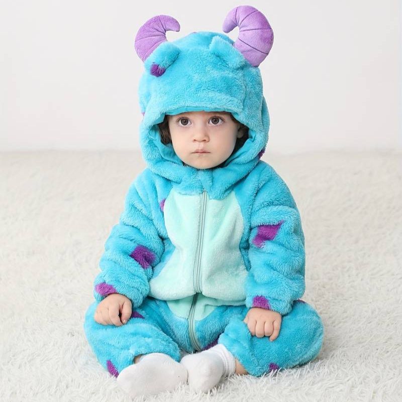 SnuggleBuddies™ | Warme Dieren Onesie voor Baby’s en Peuters van Zachte Fleece | Schattig Verkleedpak met Capuchon voor Carnaval, Winter en Pyjama Tijd