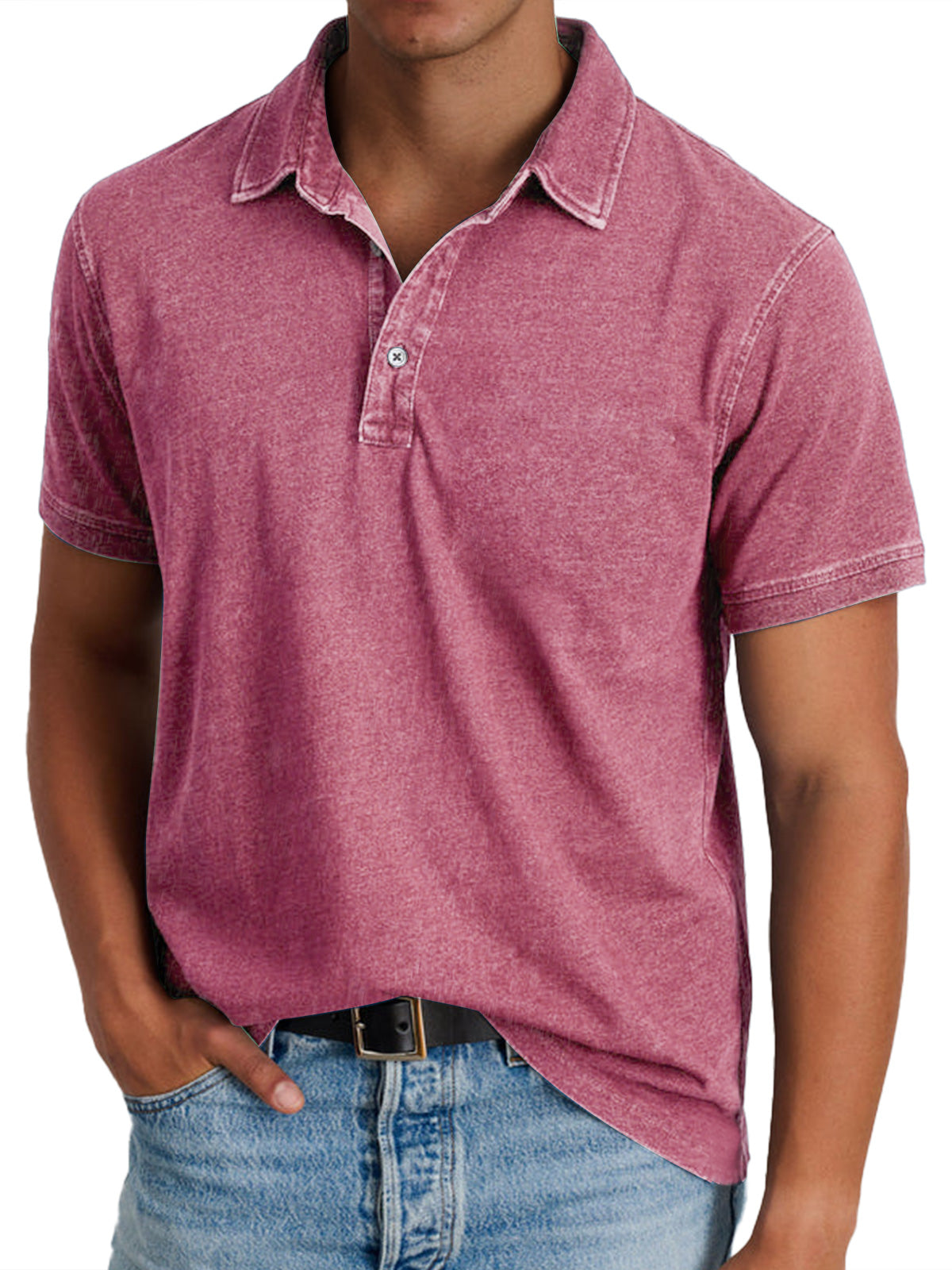 Leandro | Casual Herenpolo met Vintage Wassing en Klassieke Kraag