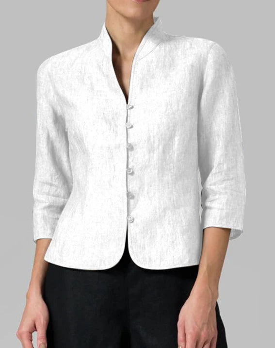 Sylvie | Getailleerde Blouse Met Opstaande Kraag Dames