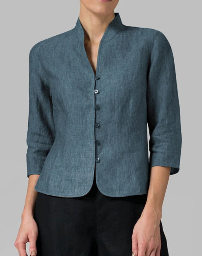 Sylvie | Getailleerde Blouse Met Opstaande Kraag Dames