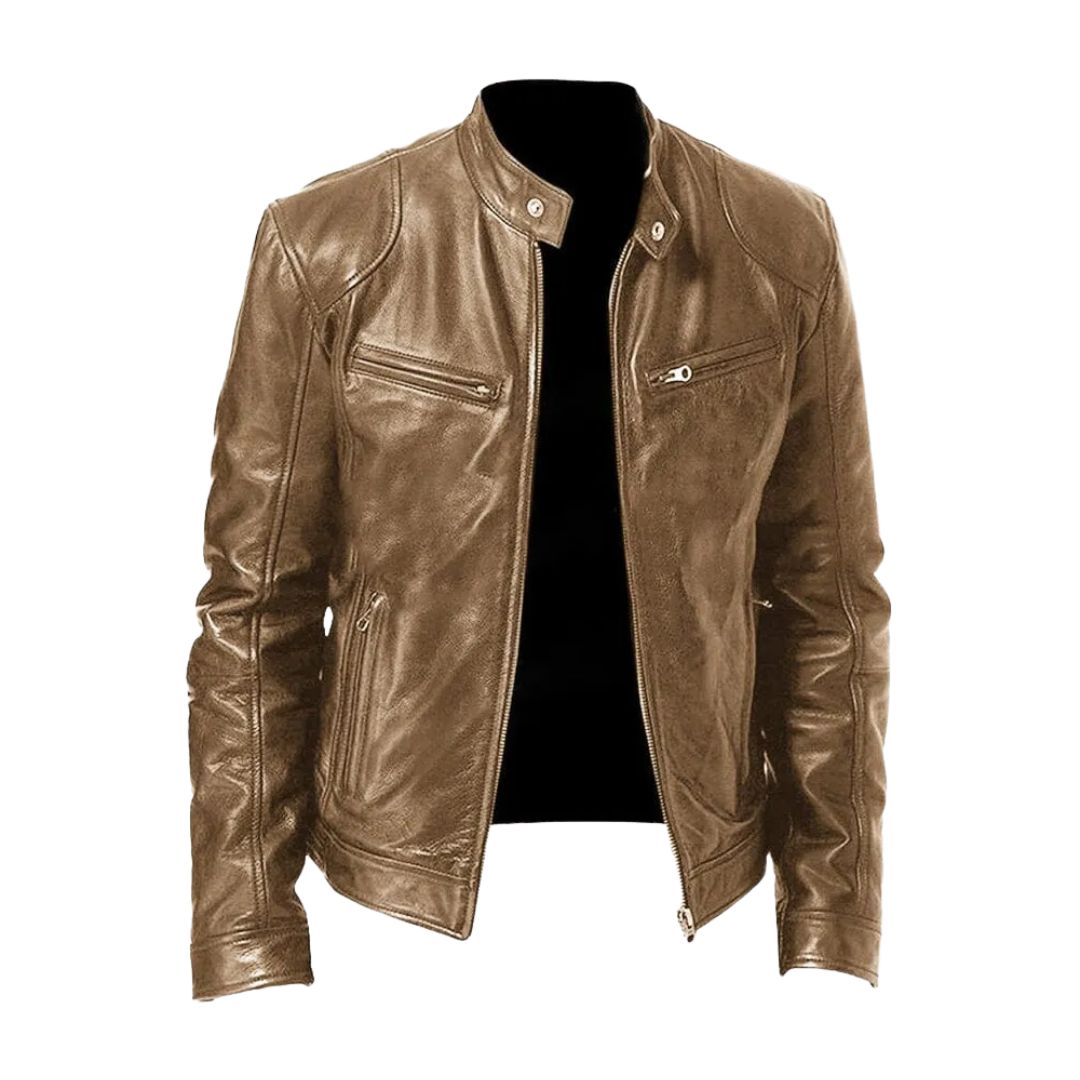 Matteo | Luxe Leren Bikerjack met Tijdloze Motorlook en Minimalistisch Design