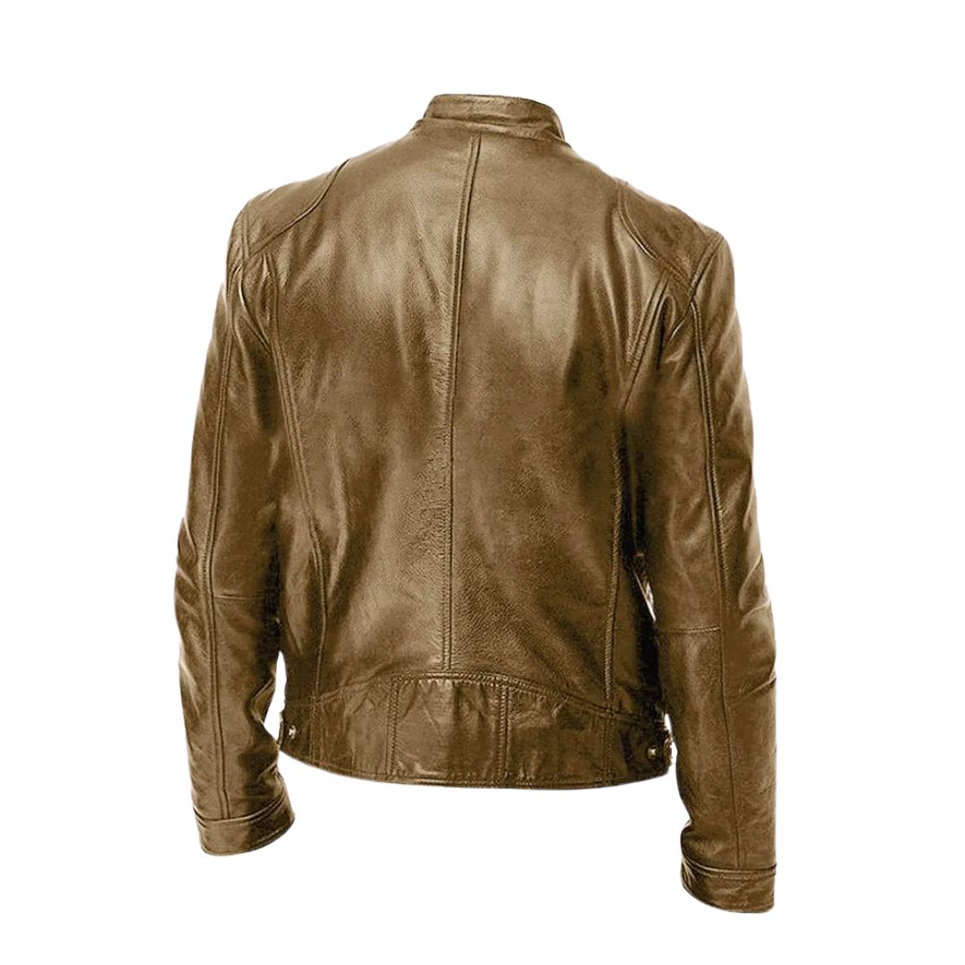 Matteo | Luxe Leren Bikerjack met Tijdloze Motorlook en Minimalistisch Design