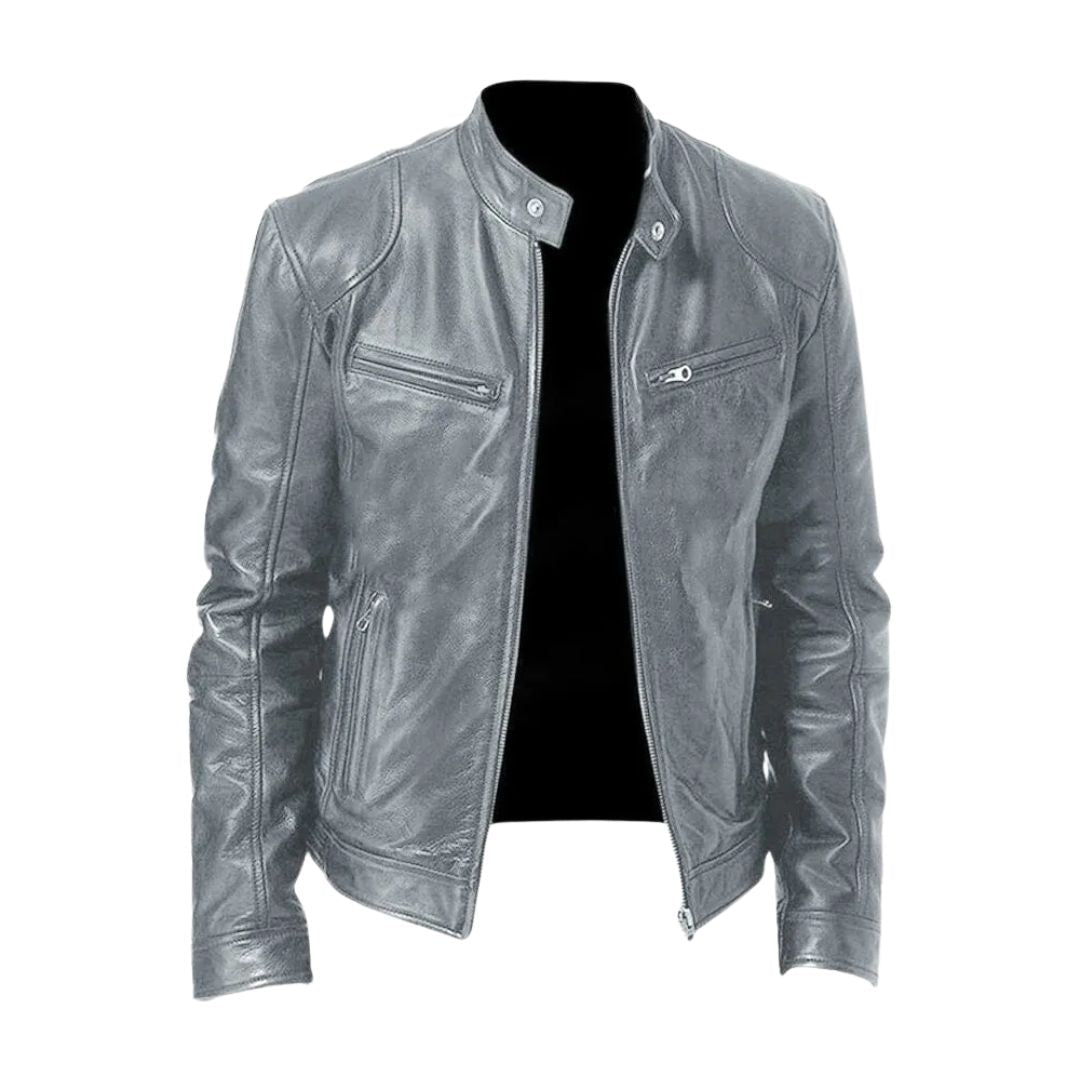 Matteo | Luxe Leren Bikerjack met Tijdloze Motorlook en Minimalistisch Design