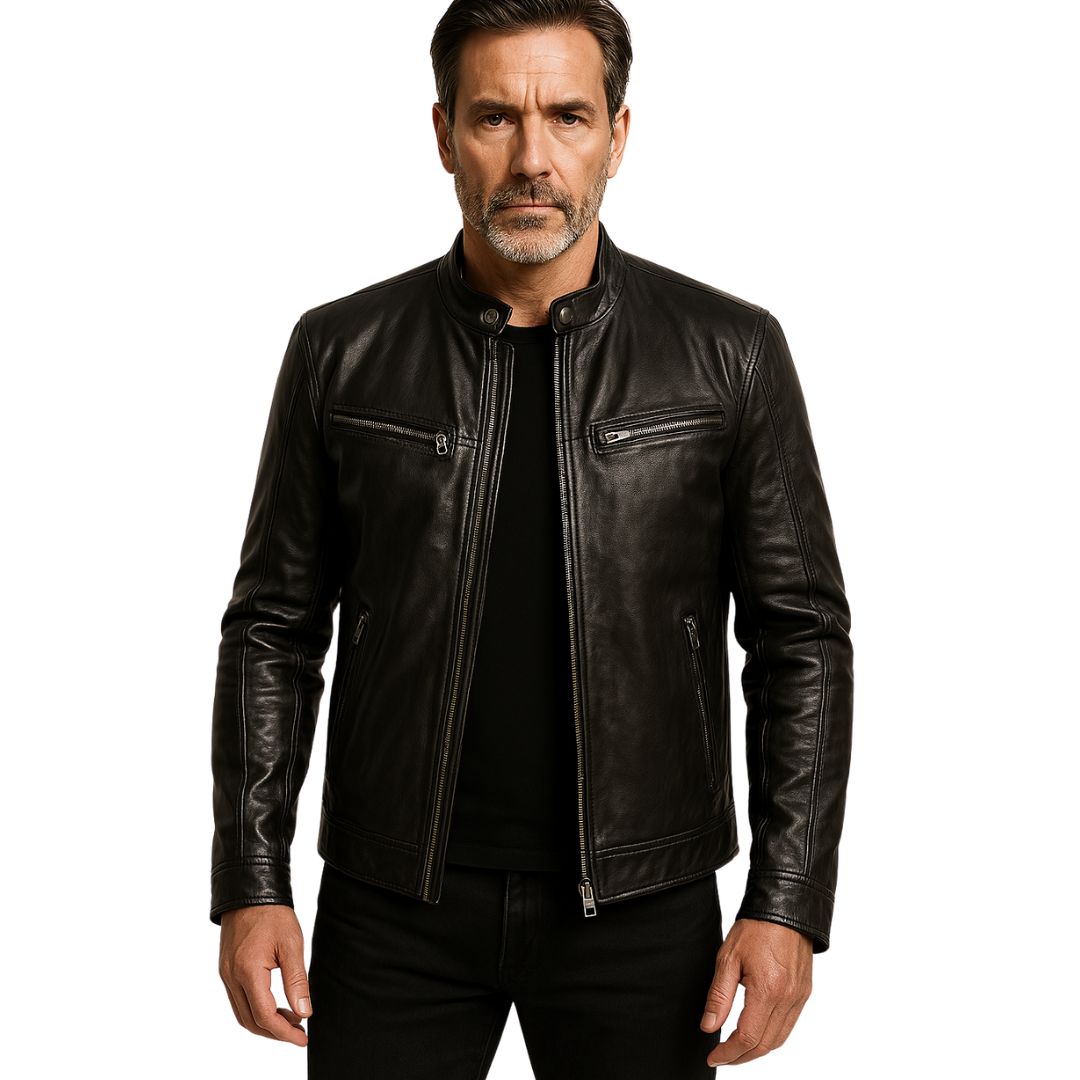 Matteo | Luxe Leren Bikerjack met Tijdloze Motorlook en Minimalistisch Design