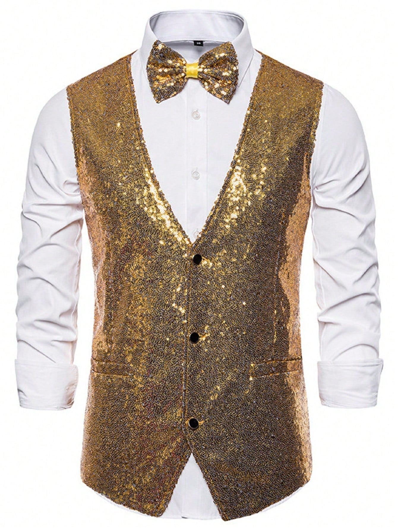 Lazaro | Gouden Pailletten Gilet Heren