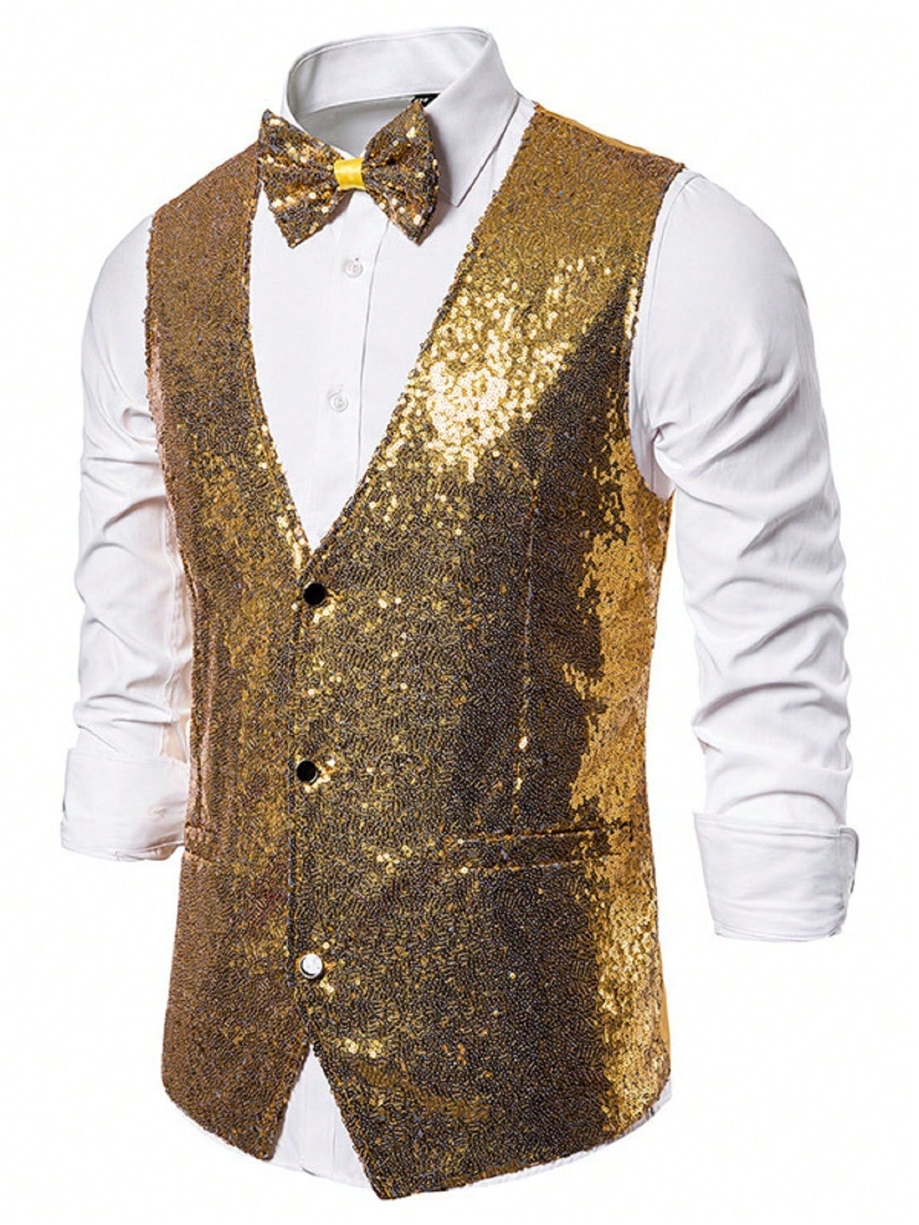 Lazaro | Gouden Pailletten Gilet Heren