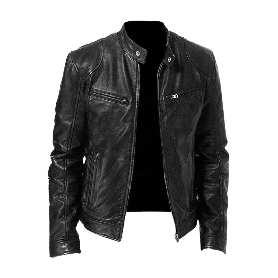 Matteo | Luxe Leren Bikerjack met Tijdloze Motorlook en Minimalistisch Design
