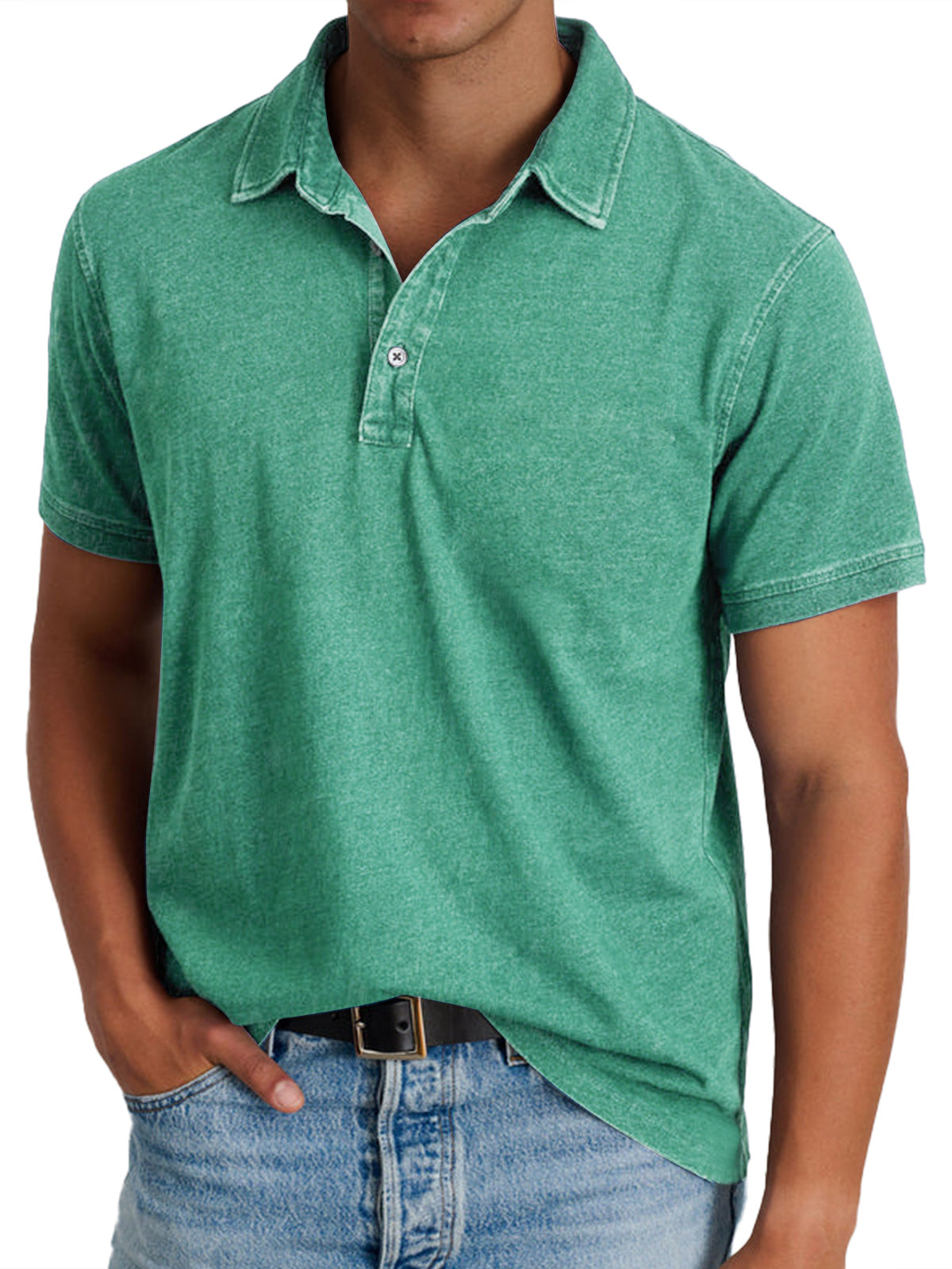 Leandro | Casual Herenpolo met Vintage Wassing en Klassieke Kraag