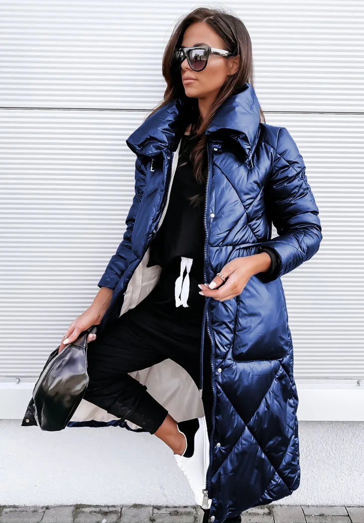 Sylvenne | Lange Metallic Puffer Jas Dames