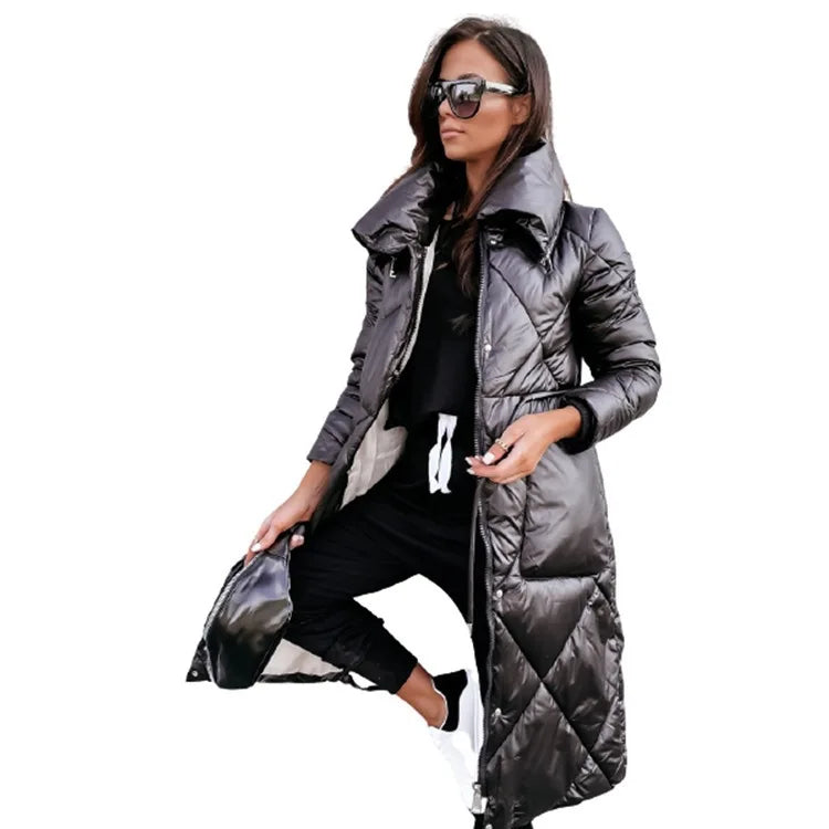 Sylvenne | Lange Metallic Puffer Jas Dames
