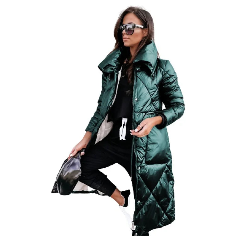 Sylvenne | Lange Metallic Puffer Jas Dames
