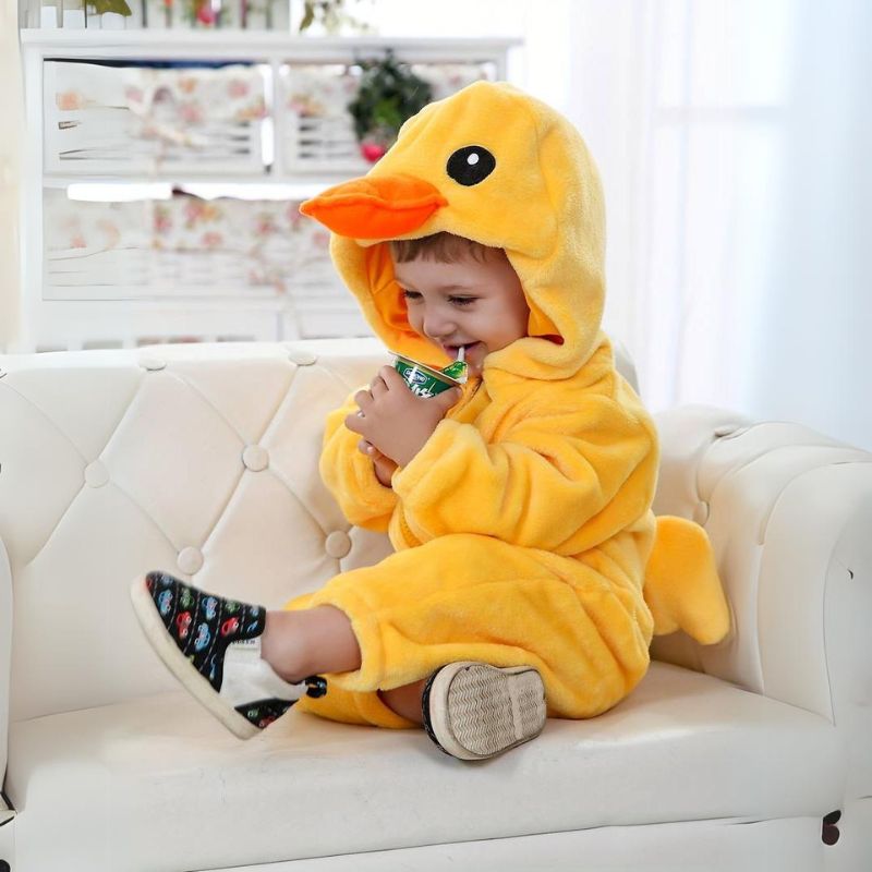 SnuggleBuddies™ | Warme Dieren Onesie voor Baby’s en Peuters van Zachte Fleece | Schattig Verkleedpak met Capuchon voor Carnaval, Winter en Pyjama Tijd