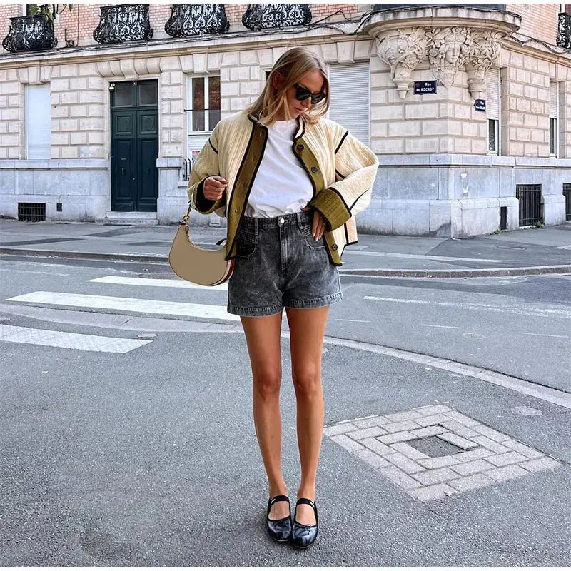 Cédrine | Dames Gewatteerde Jas met Contrastdetails