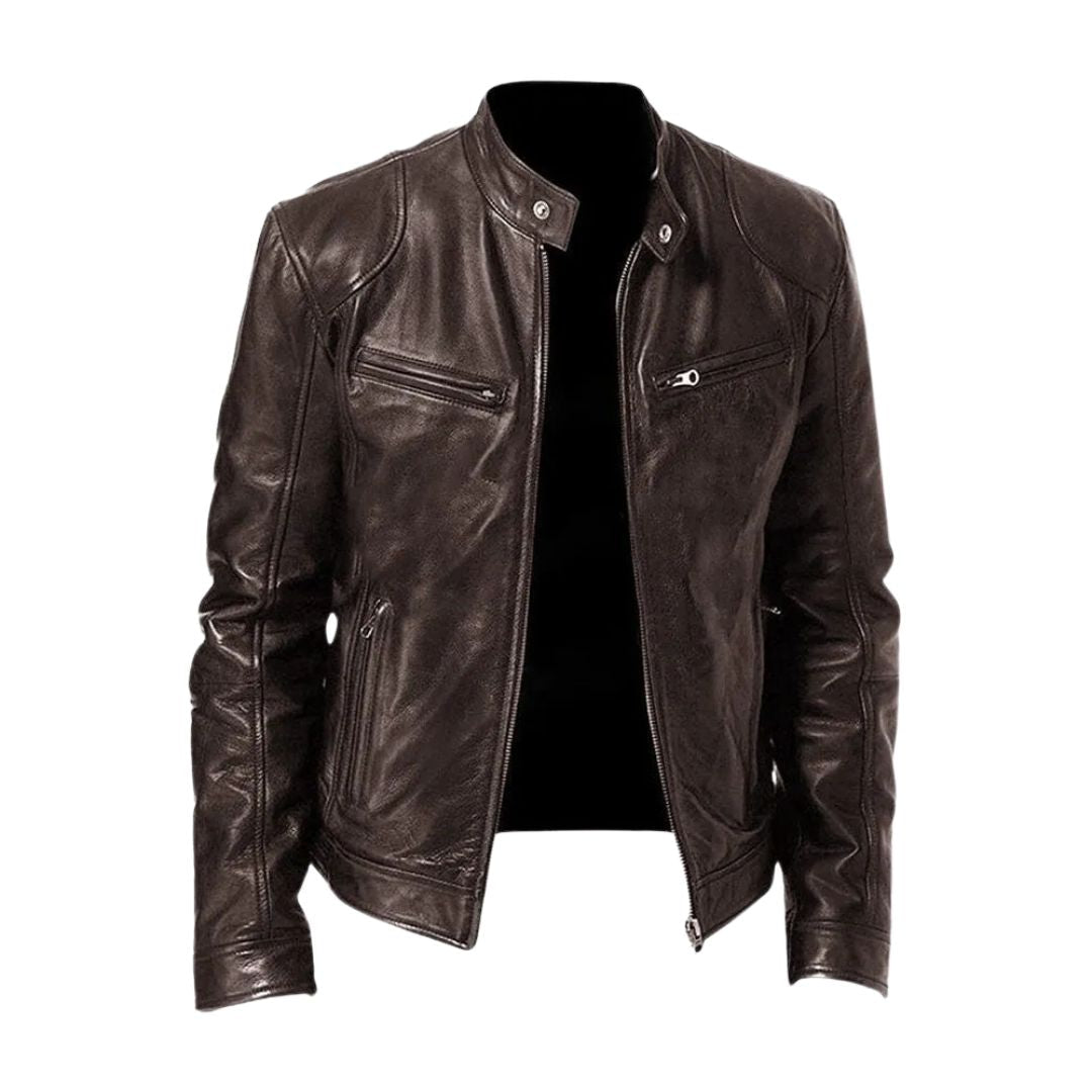 Matteo | Luxe Leren Bikerjack met Tijdloze Motorlook en Minimalistisch Design