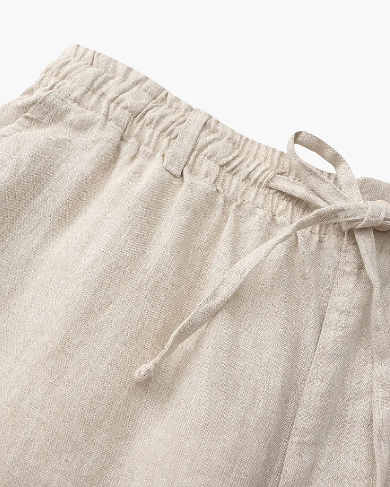 Nereo | Linnenlook Zomershort Heren met Elastische Taille & Steekzakken