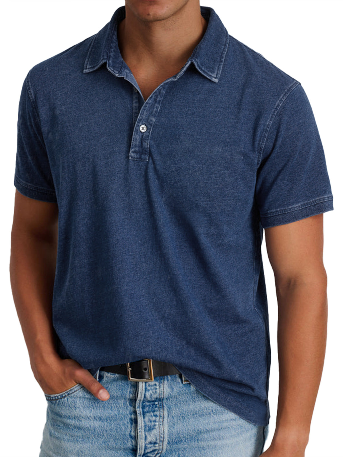 Leandro | Casual Herenpolo met Vintage Wassing en Klassieke Kraag