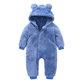 Elian™ | Unisex Teddy Onesie voor Baby’s | Warme Gevoerde Winter Jumpsuit met Capuchon en Berenoortjes