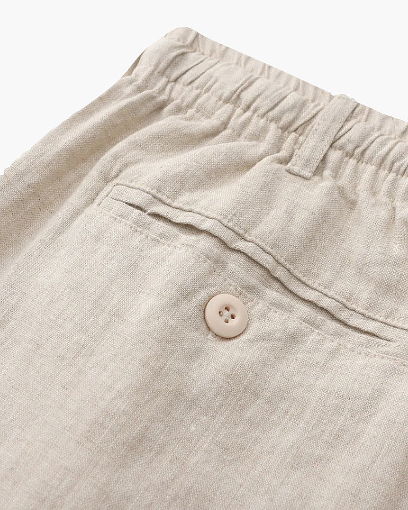 Nereo | Linnenlook Zomershort Heren met Elastische Taille & Steekzakken