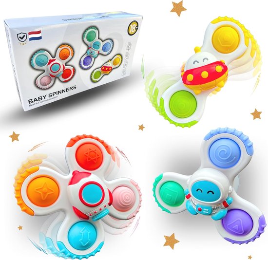 SensuSpin™ | Fidget Spinner Zuignap Speelgoed voor Baby’s | Educatief Sensorisch Speelgoed met Dierendesign voor Raam, Bad en Auto