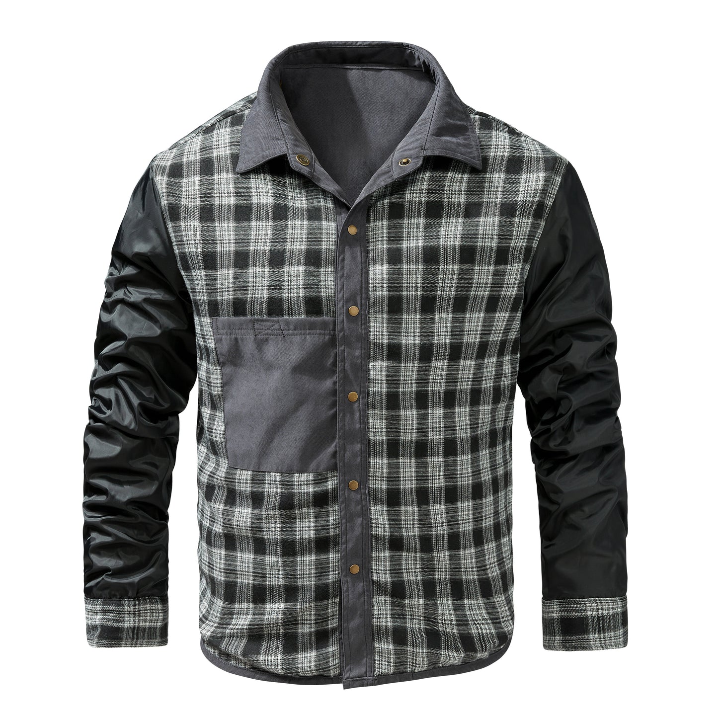 Dorian | Gevoerd Denim Overshirt Heren met Rits & Geruite Fleecevoering