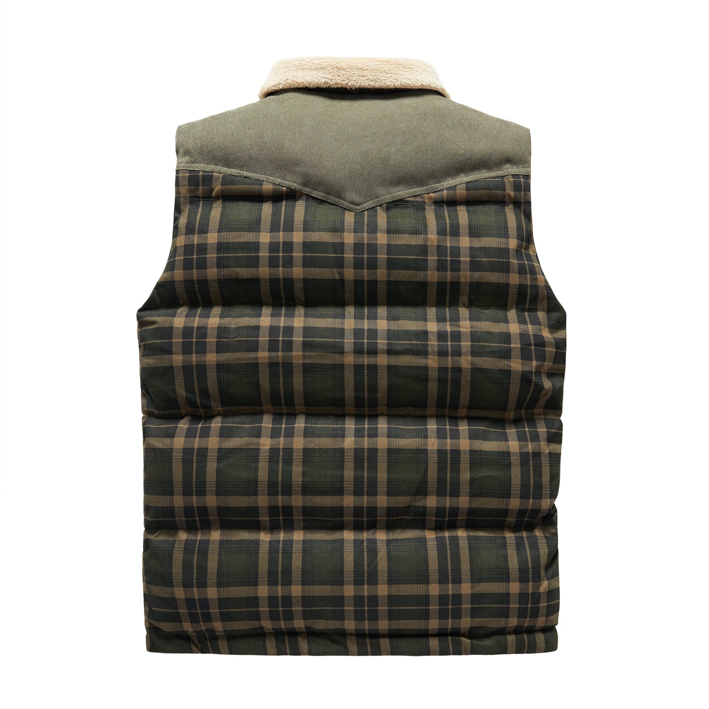 Lazaro | Geruite Bodywarmer Heren met Sherpa Kraag & Gewatteerde Voering