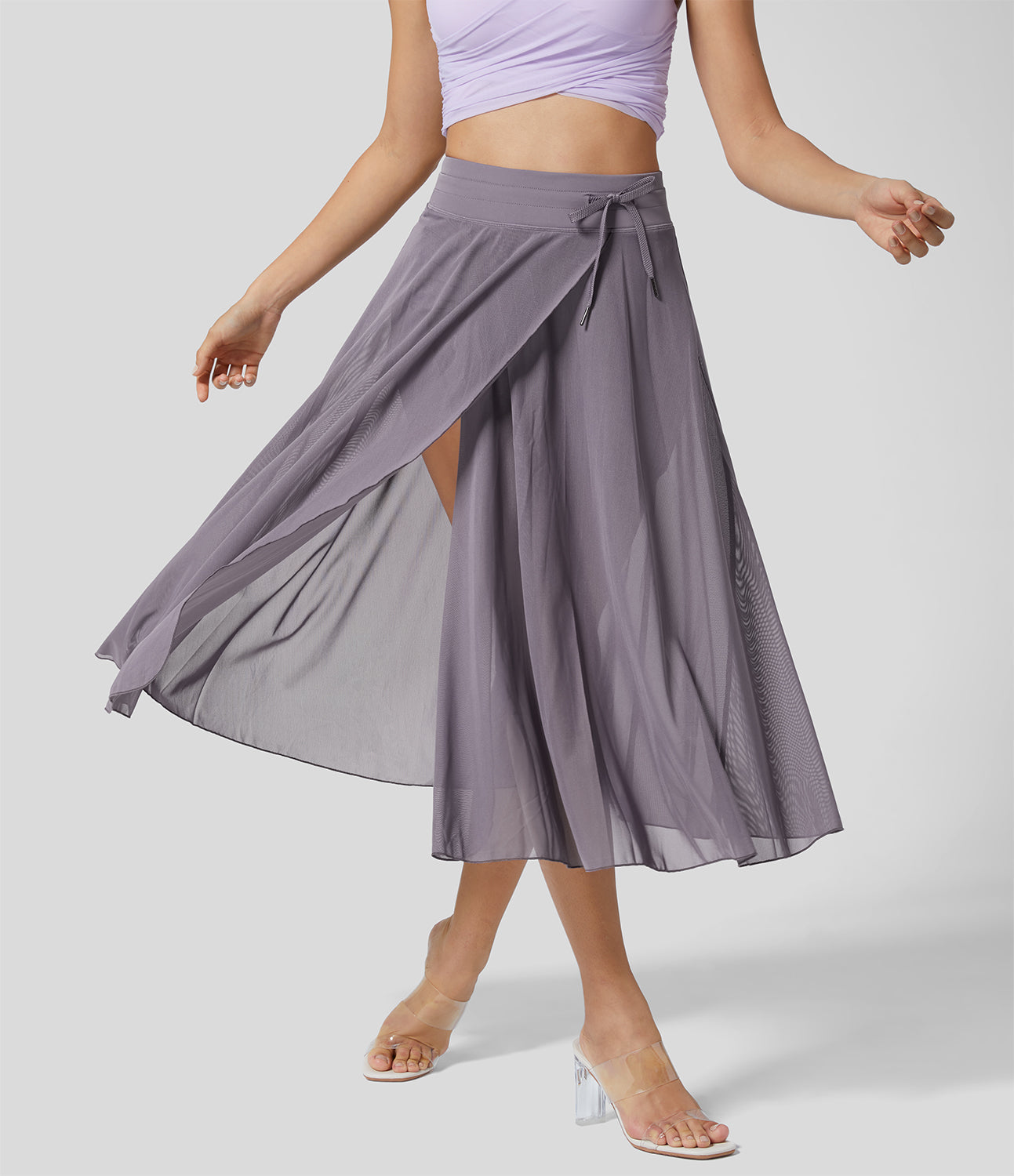 Liora™ | Dames Overslagrok met Binnenbroek & Verborgen Zak | Luchtige Midi Rok met Striksluiting