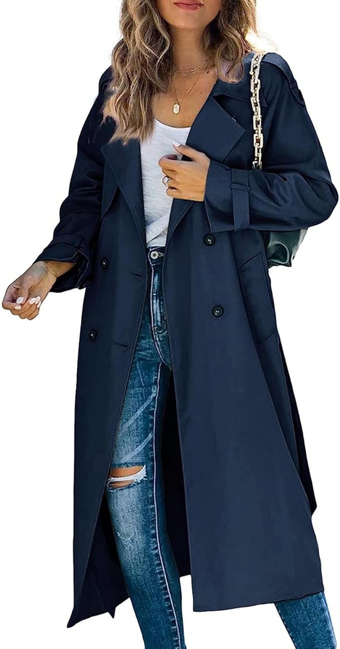 Camille™ | Effen Trenchcoat met Klassieke Reverskraag en Dubbele Knoopsluiting