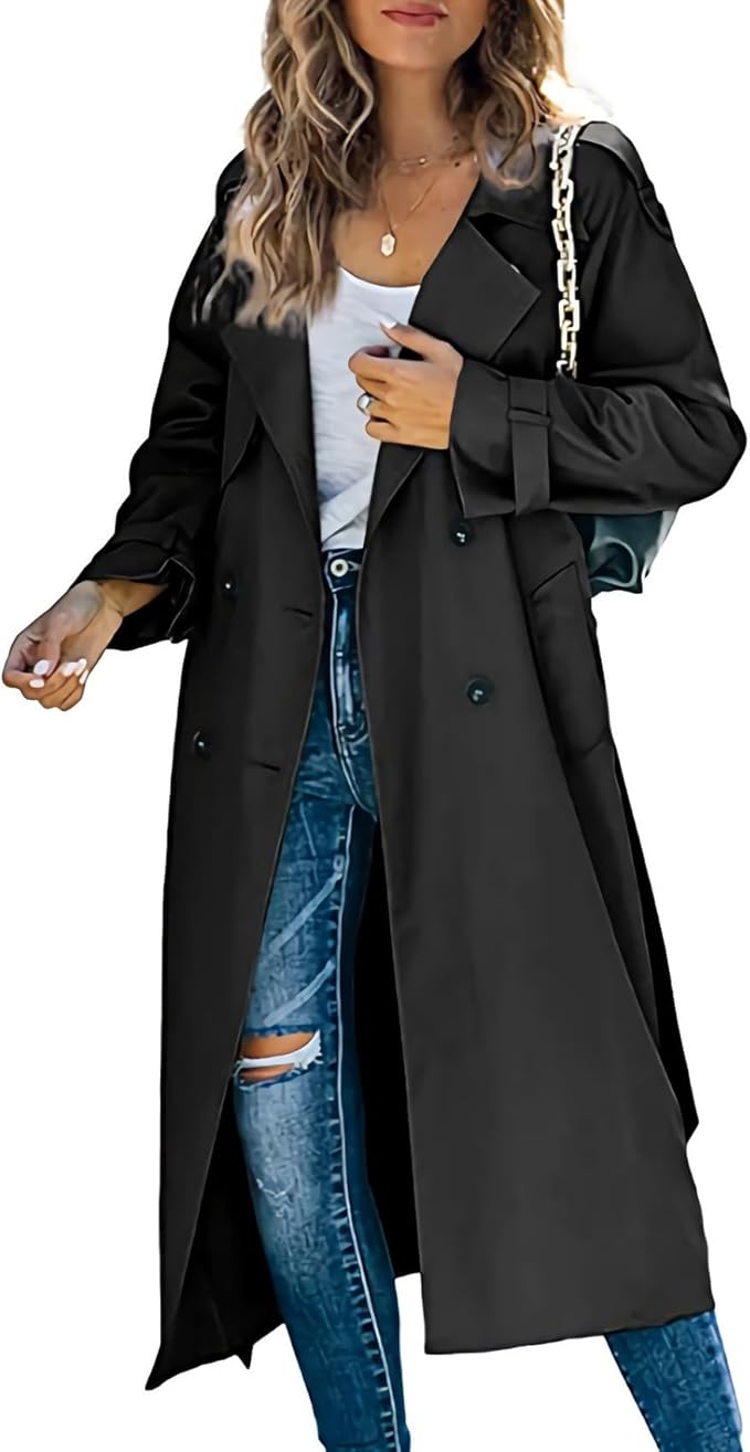 Camille™ | Effen Trenchcoat met Klassieke Reverskraag en Dubbele Knoopsluiting