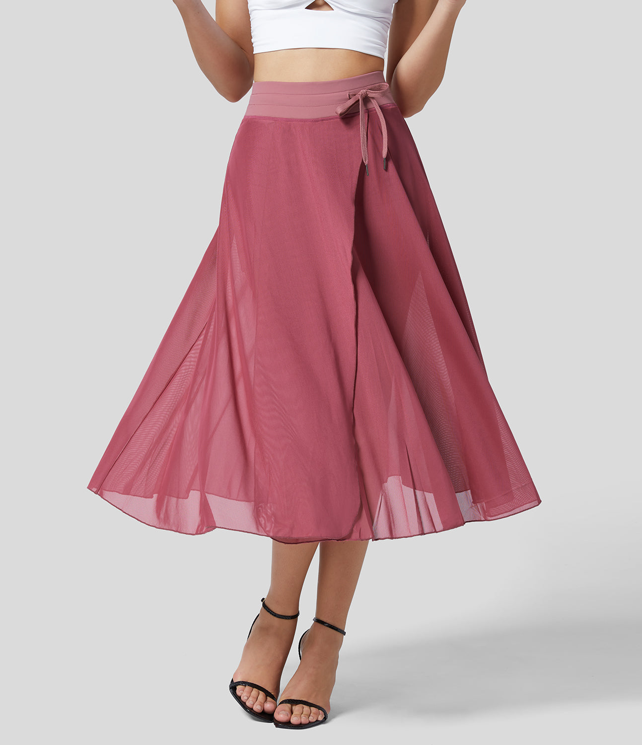 Liora™ | Dames Overslagrok met Binnenbroek & Verborgen Zak | Luchtige Midi Rok met Striksluiting