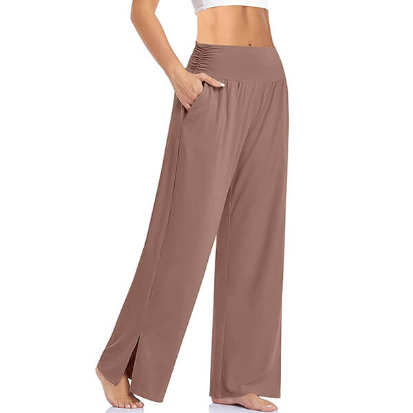 Elara™ | Dames Yoga Lounge Broek met Split | Zachte, Ademend en Comfortabel met Wijde Pijpen en Hoge Taille