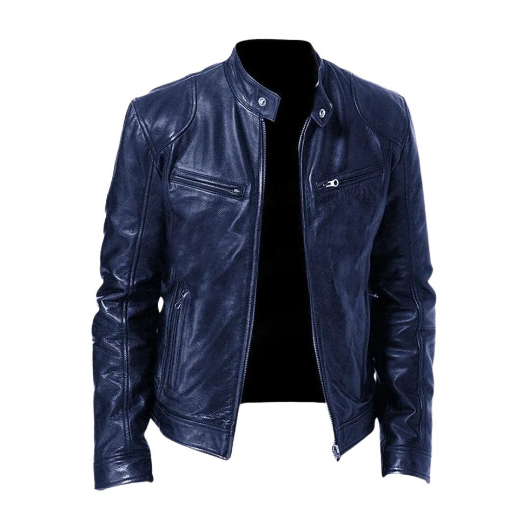 Matteo | Luxe Leren Bikerjack met Tijdloze Motorlook en Minimalistisch Design