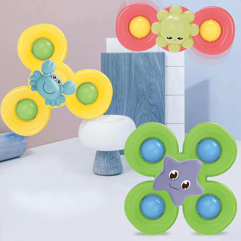 SensuSpin™ | Fidget Spinner Zuignap Speelgoed voor Baby’s | Educatief Sensorisch Speelgoed met Dierendesign voor Raam, Bad en Auto