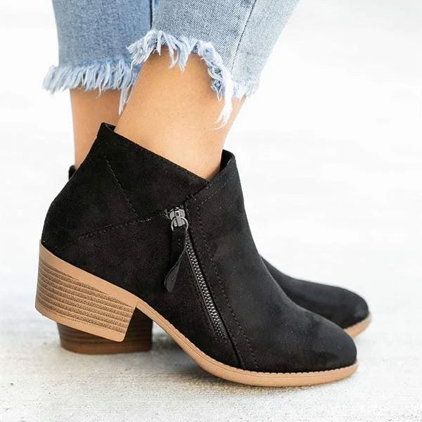 Marivelle™ | Dames Suède Enkellaarsjes met Hak | Comfortabele Herfstboots met Rits en Decoratieve Kwast