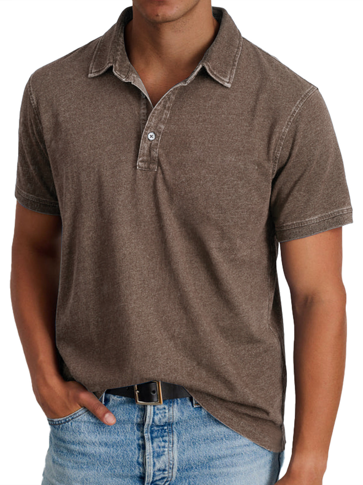 Leandro | Casual Herenpolo met Vintage Wassing en Klassieke Kraag