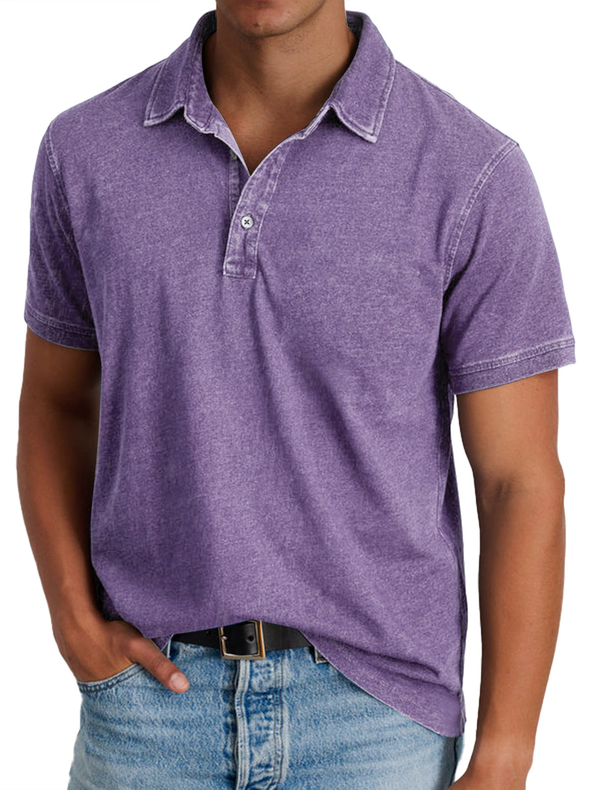 Leandro | Casual Herenpolo met Vintage Wassing en Klassieke Kraag