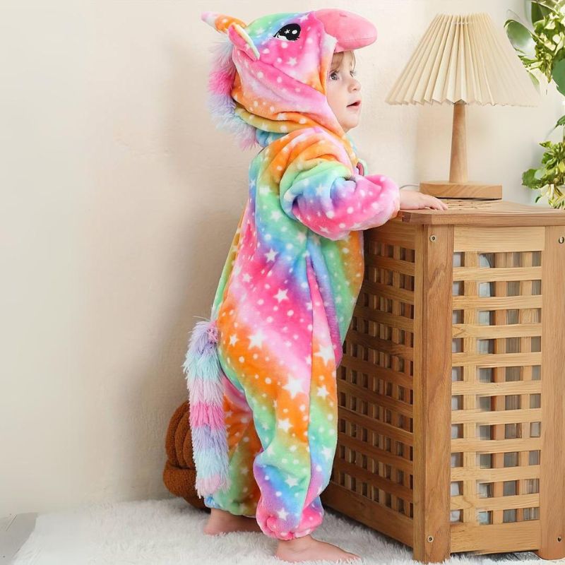 SnuggleBuddies™ | Warme Dieren Onesie voor Baby’s en Peuters van Zachte Fleece | Schattig Verkleedpak met Capuchon voor Carnaval, Winter en Pyjama Tijd