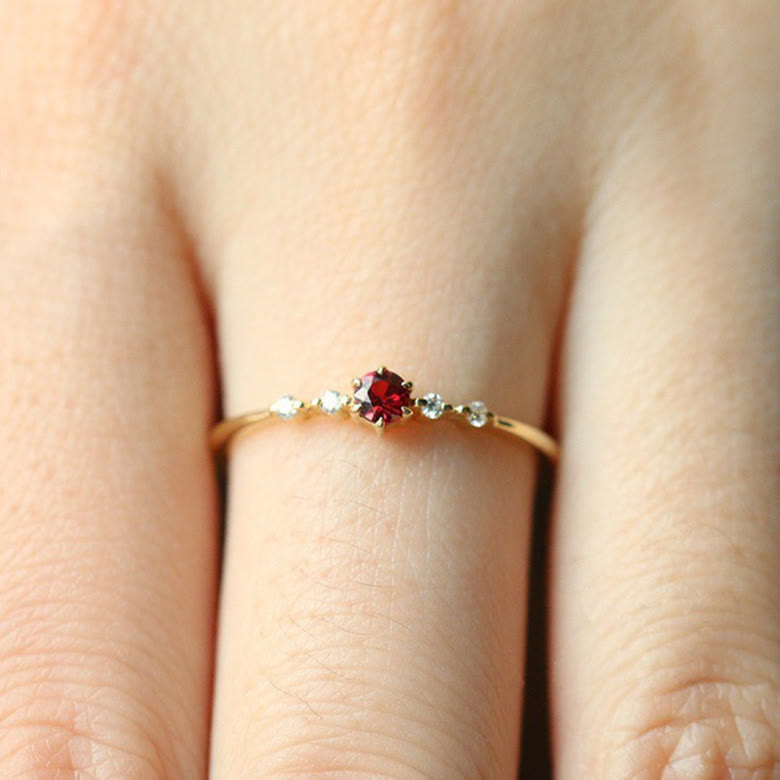 Élodie | Gouden Ring Met Rode Steen Dames