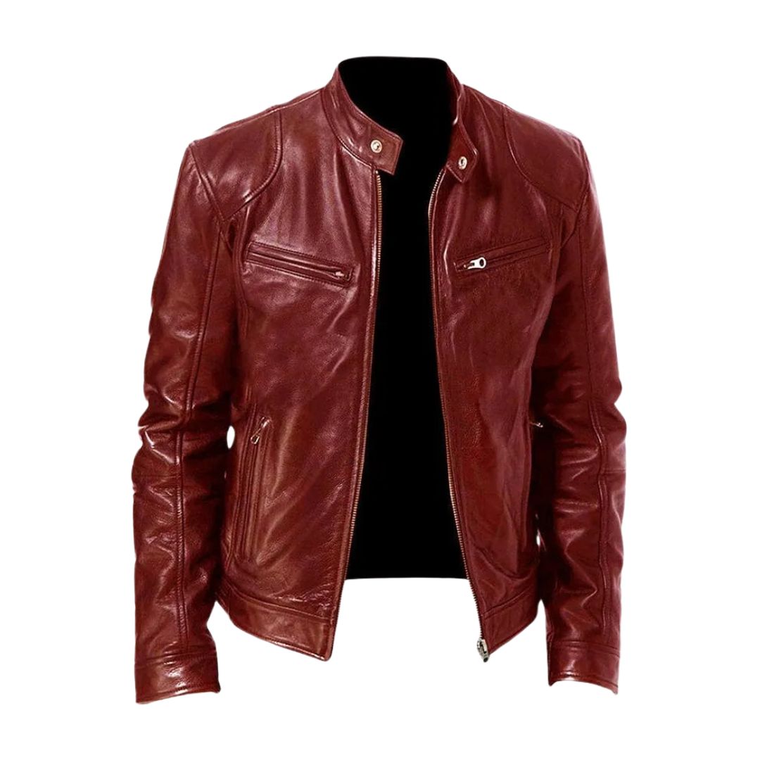 Matteo | Luxe Leren Bikerjack met Tijdloze Motorlook en Minimalistisch Design