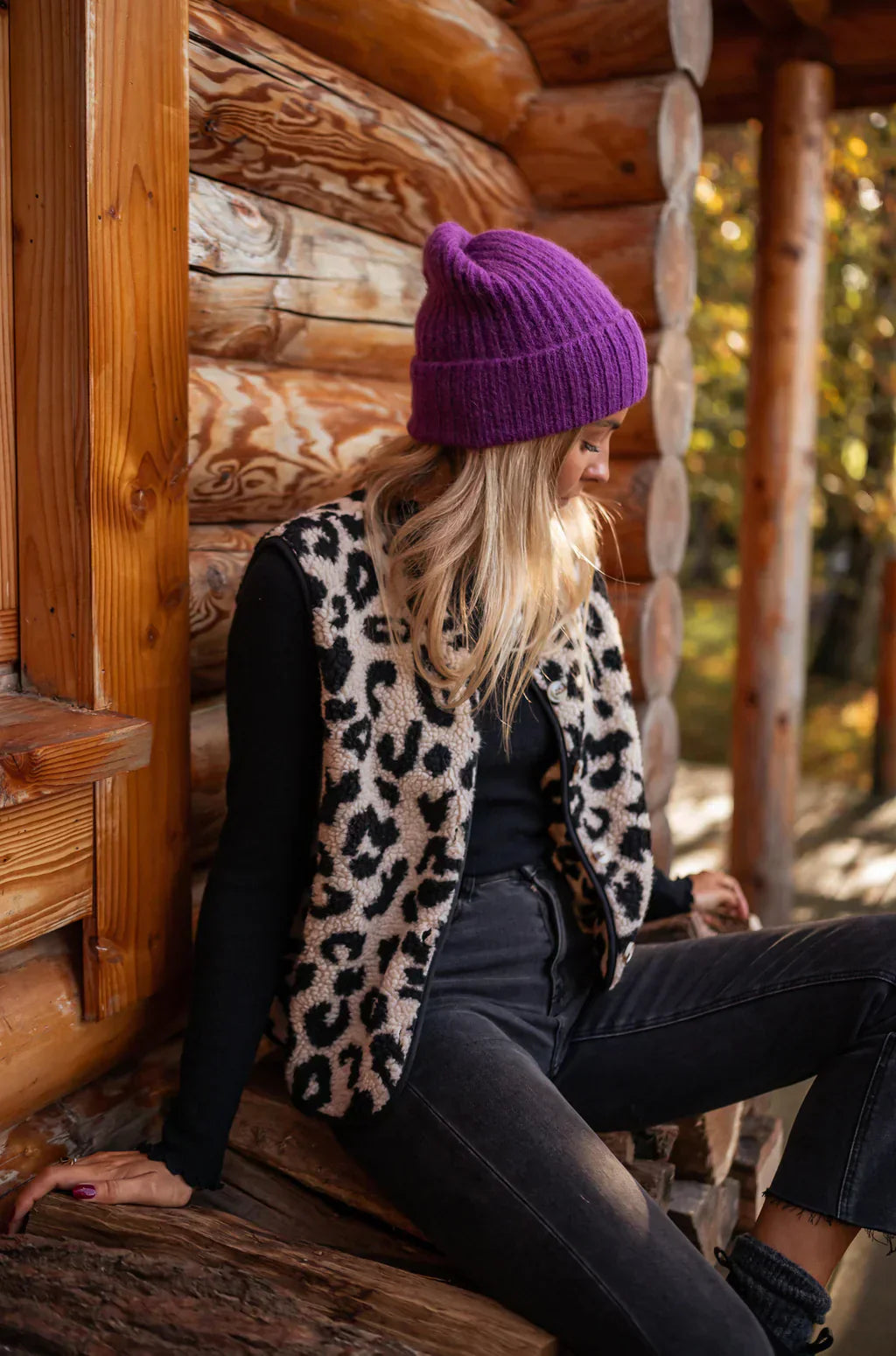 Kaela | Sherpa Fleece Panterprint Bodywarmer Dames