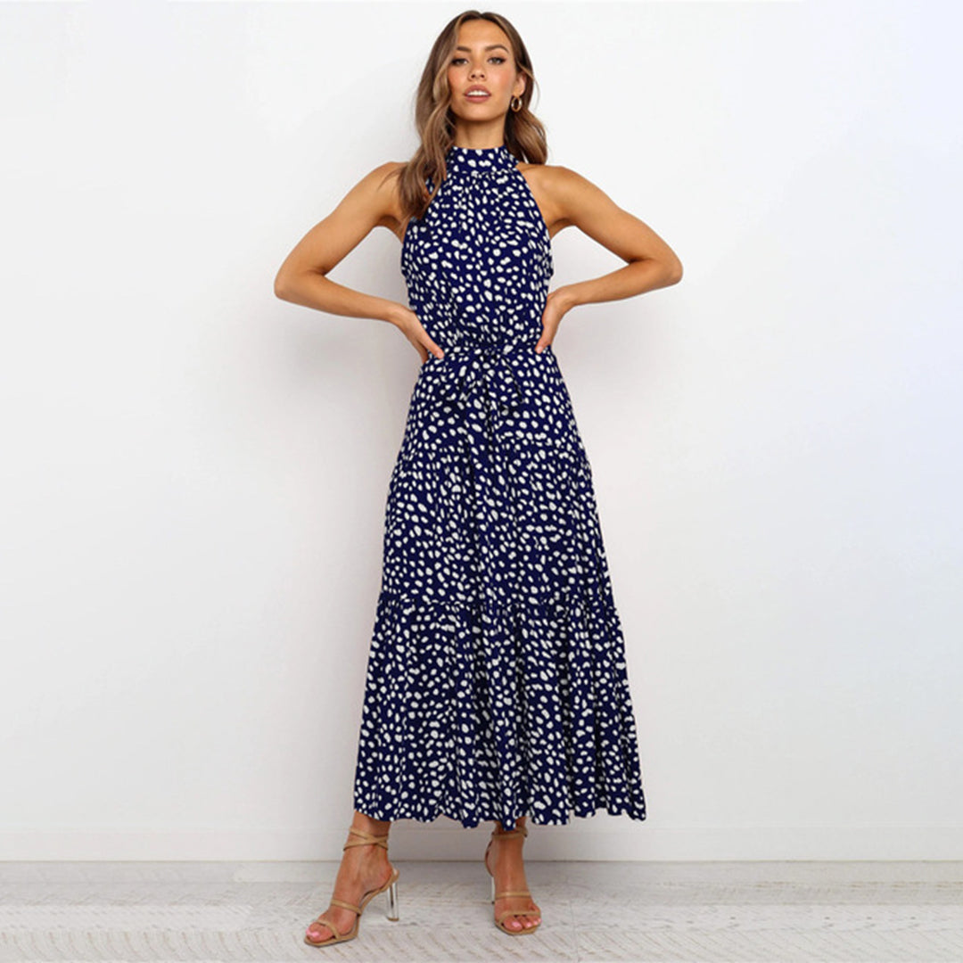 Viola | Mouwloze Zomerjurk met Halsstrik en Polkadotprint Dames