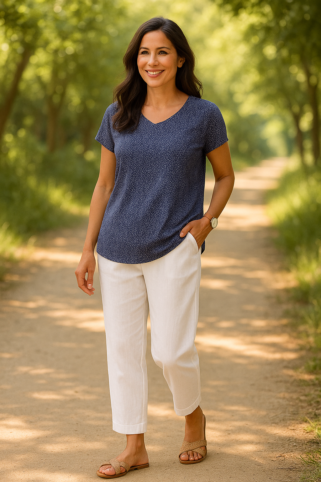 Aria | Cropped Zomerbroek Dames | Luchtige Linnenlook | Elastische Taille & Steekzakken | Losvallend & Comfortabel