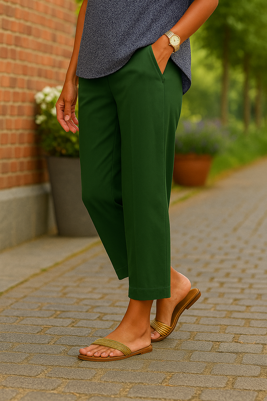 Aria | Cropped Zomerbroek Dames | Luchtige Linnenlook | Elastische Taille & Steekzakken | Losvallend & Comfortabel