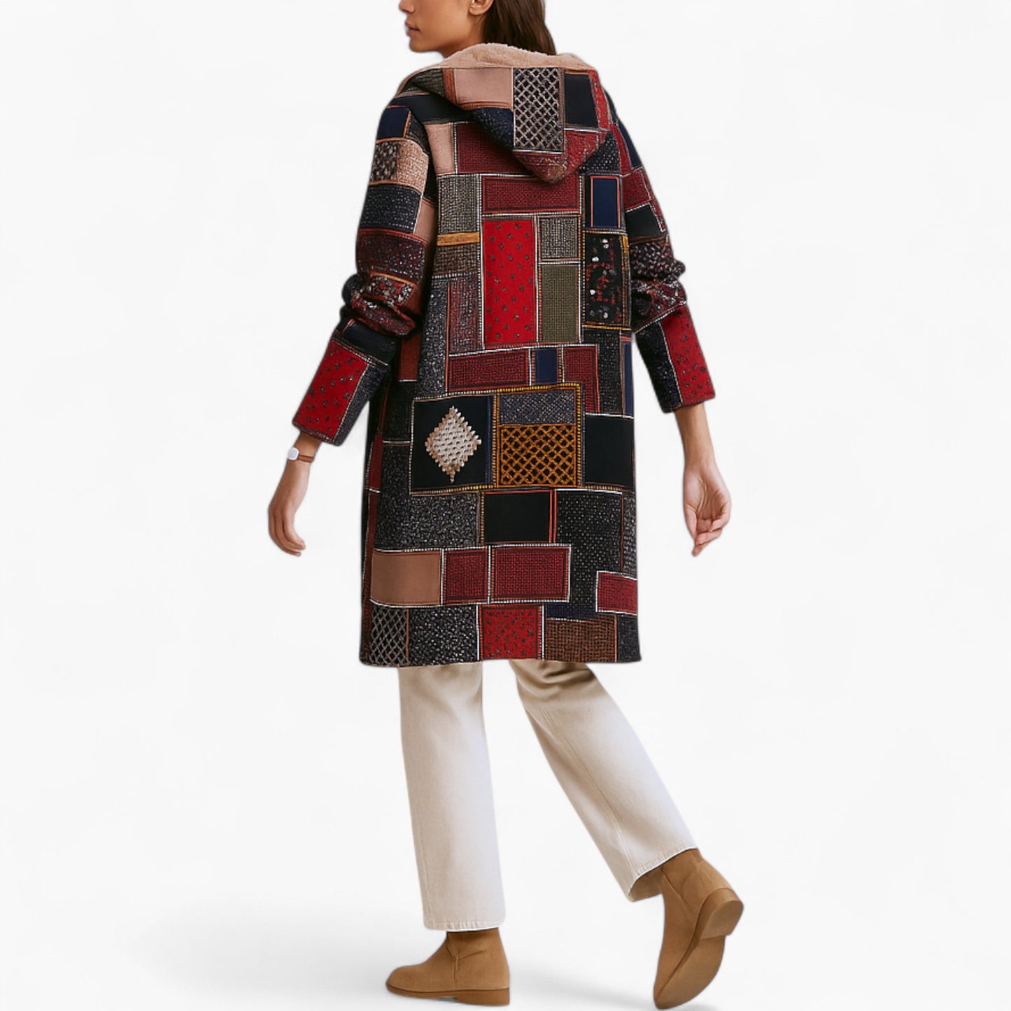 Amaris | Lange Patchwork Winterjas Dames