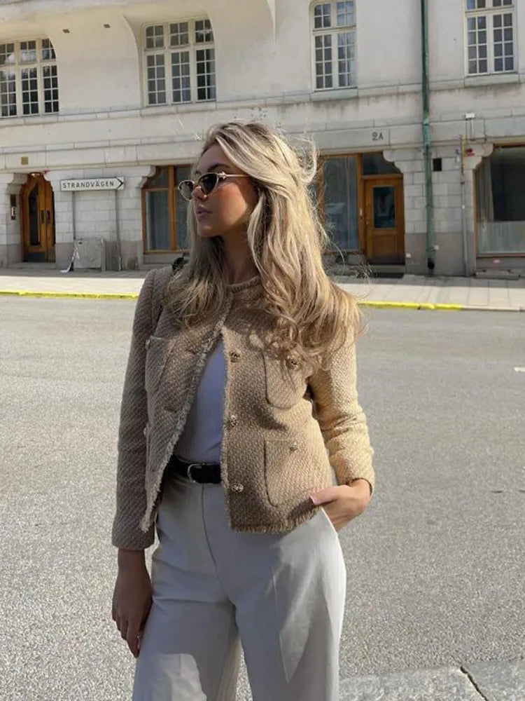 Élodine | Dames Bouclé Blazer Beige