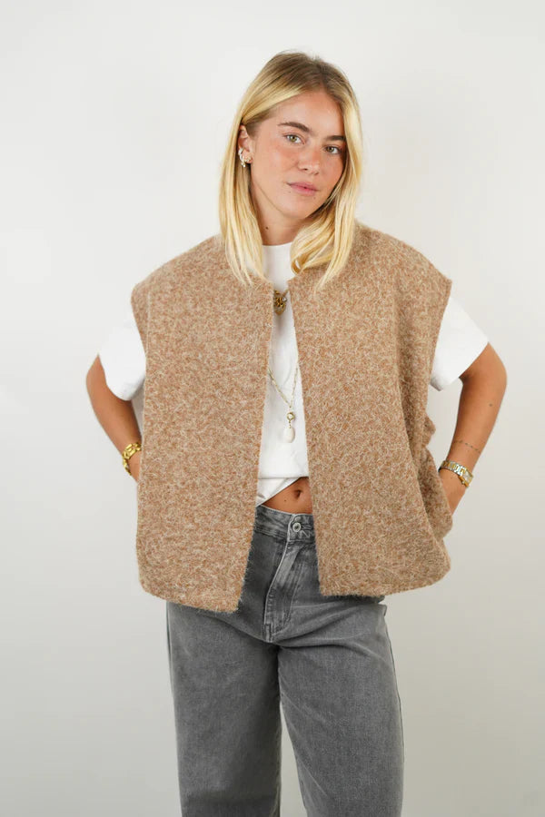 Mirella | Mouwloos Bouclé Vest Dames