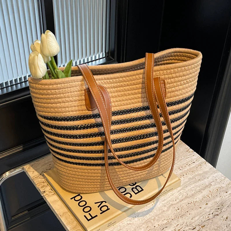 Maréa | Grote Rieten Strandtas Dames
