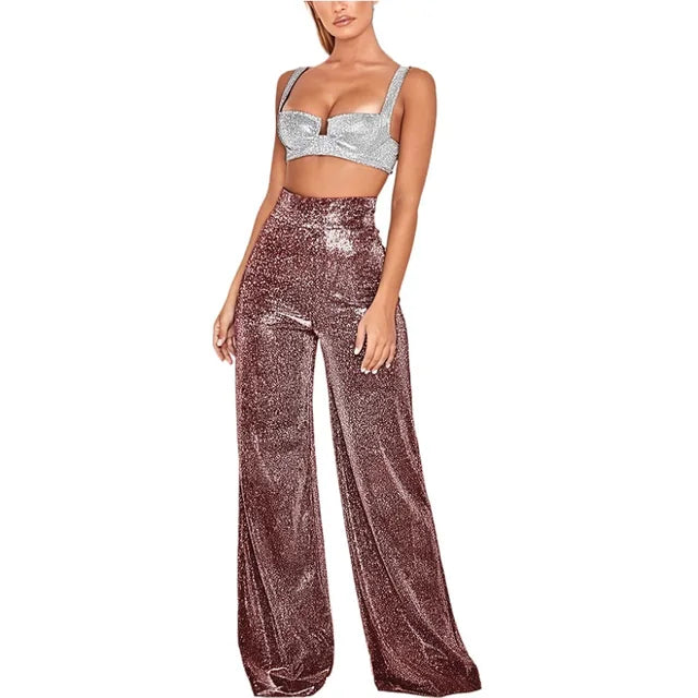 Lyssia | Dames Glitter Palazzo Broek