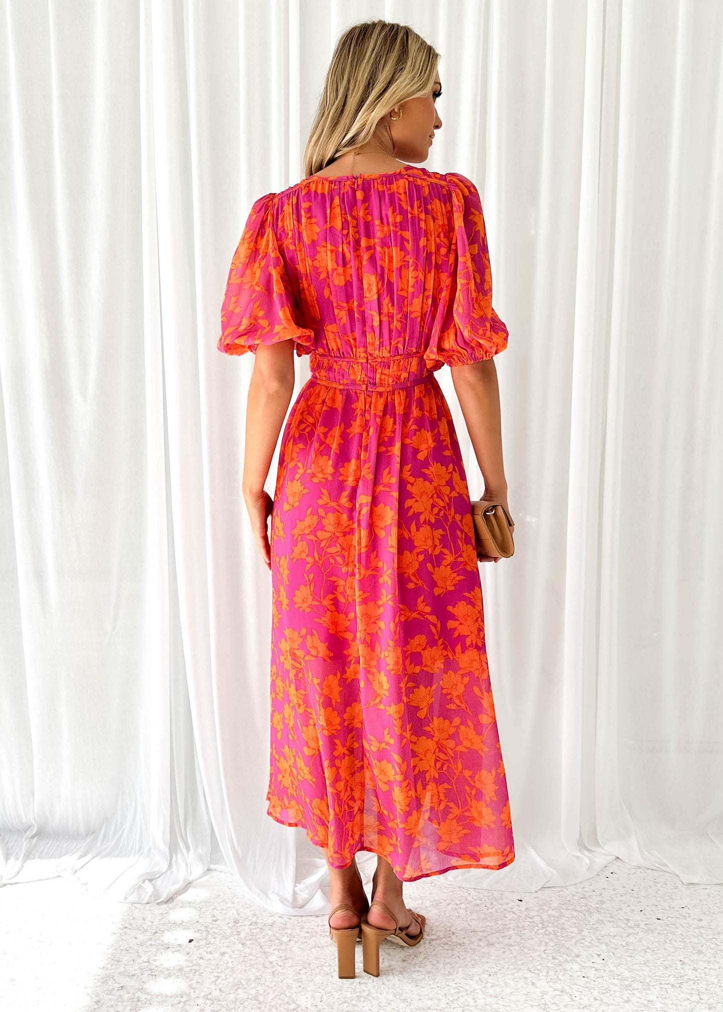 Soléna™ | Dames Bloemen Maxi Jurk | Luchtige Zomerjurk met V-Hals en Pofmouwen