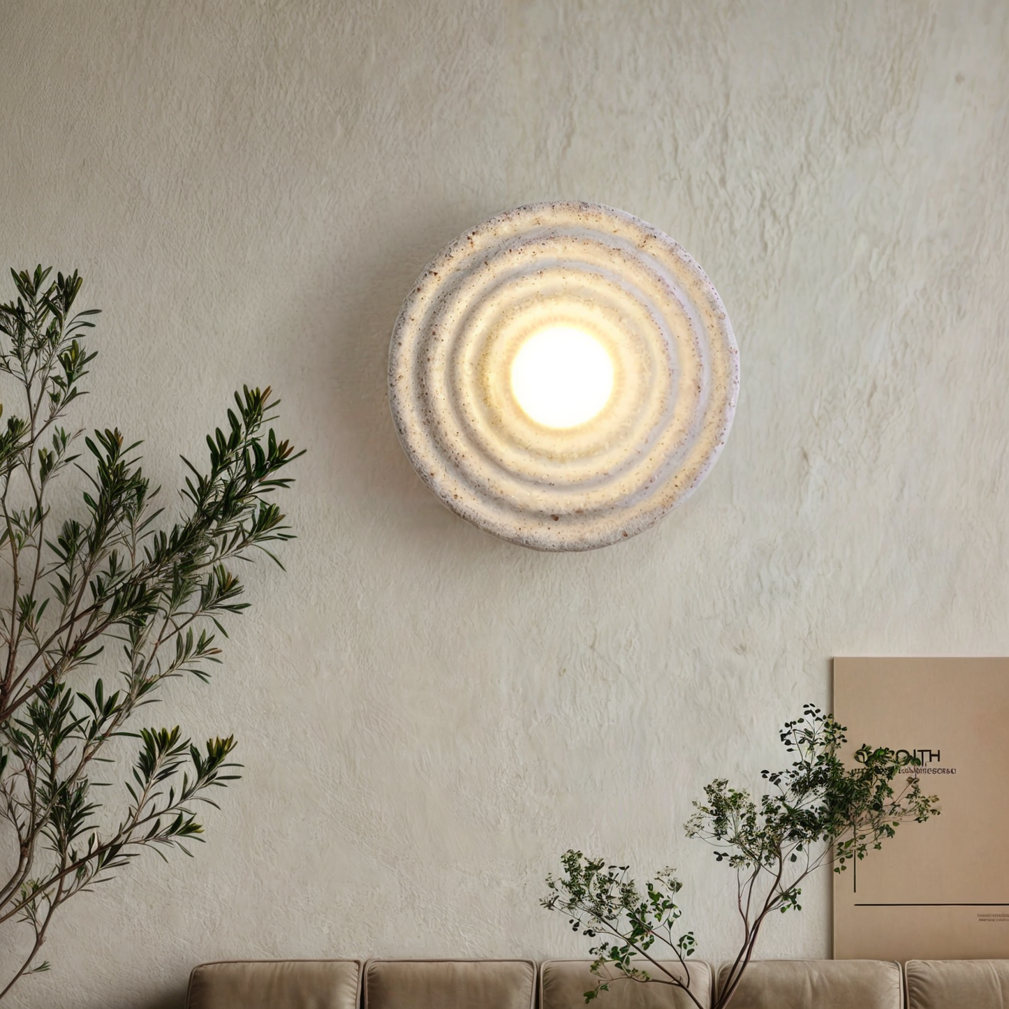 Aureli | Wandlamp Design | Organische Ronde Muurlamp met Golvend Lichtpatroon